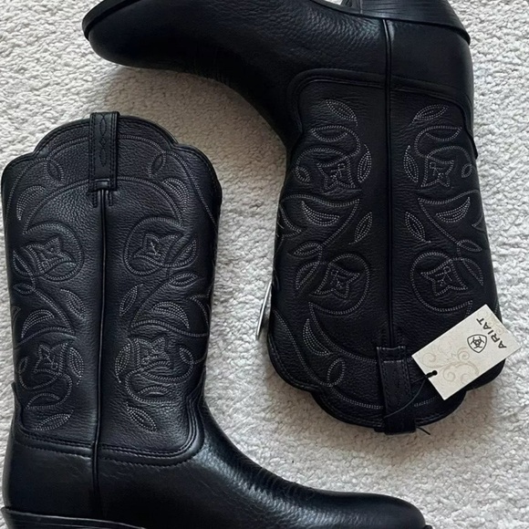 Ariat Ladies Heritage Western Black R Toe Deertan Boot Size 9 - Picture 2 of 10